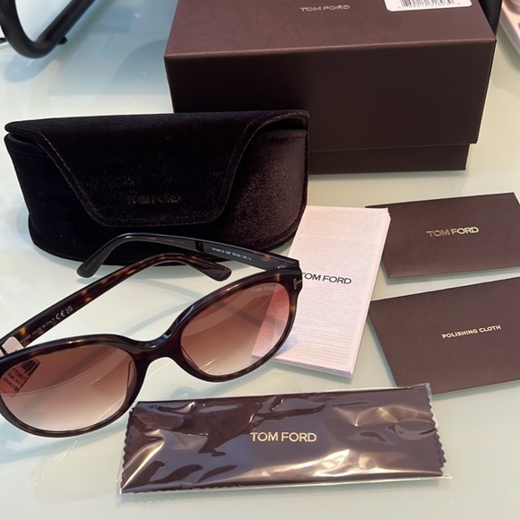 TOM FORD 58mm Round Sunglasses Color: Dark Havana / Gradient Brown - Picture 9 of 10